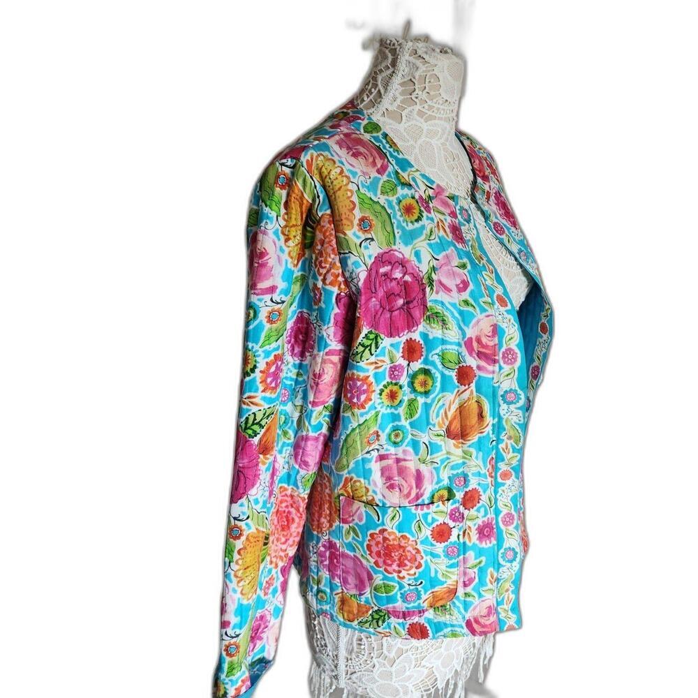 LKNW NORM THOMPSON colorful quilted like open light weight jacket M